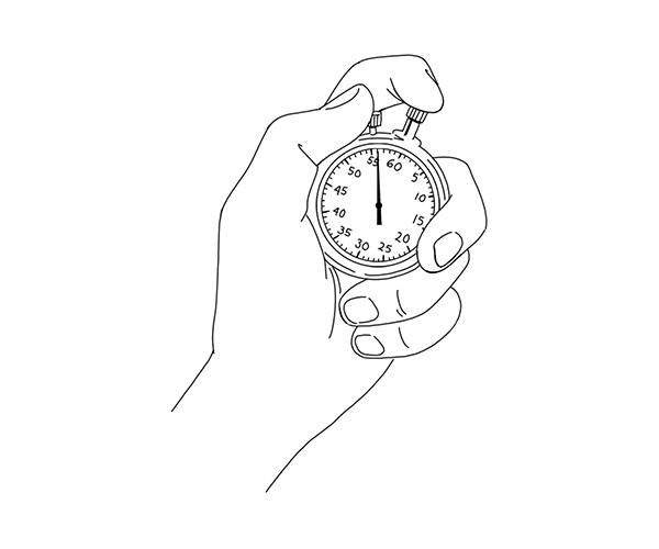 Illustrated hand with a stopwatch
