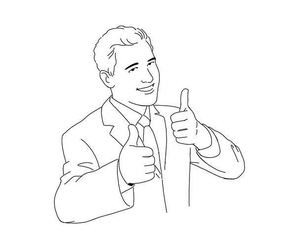 Man holding two thumbs up