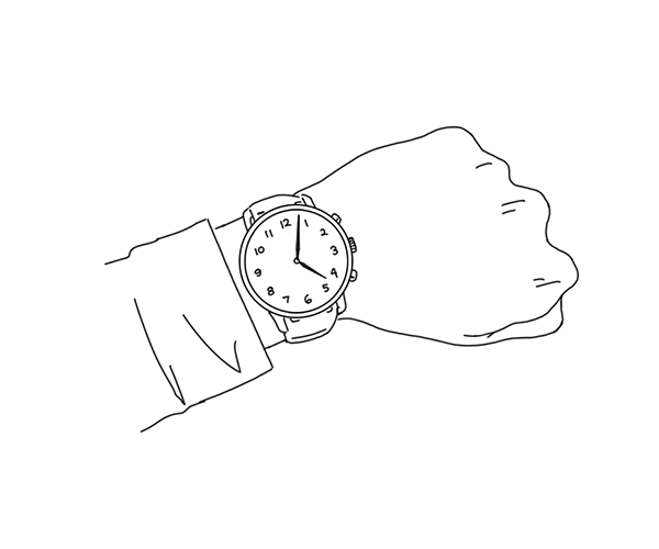 Illustration of arm with a wristwatch